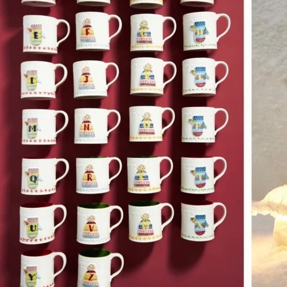 NWT Anthropologie Bundled Up Monogram Mug Letter  Christmas F - Picture 4 of 4